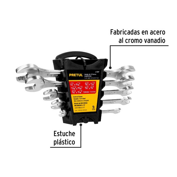 Juego llaves mx 1/4"-3/4" 5pz PRETUL 22000 - Imagen 2