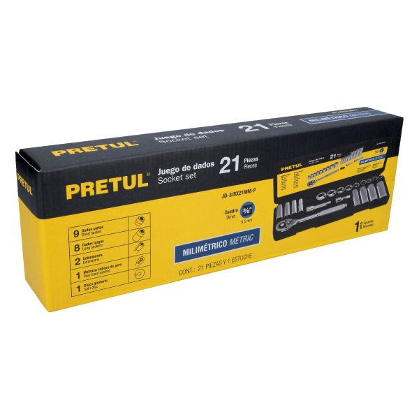 Juego copas mx mm/pulg 3/8" 21pz PRETUL 21191 - Imagen 3