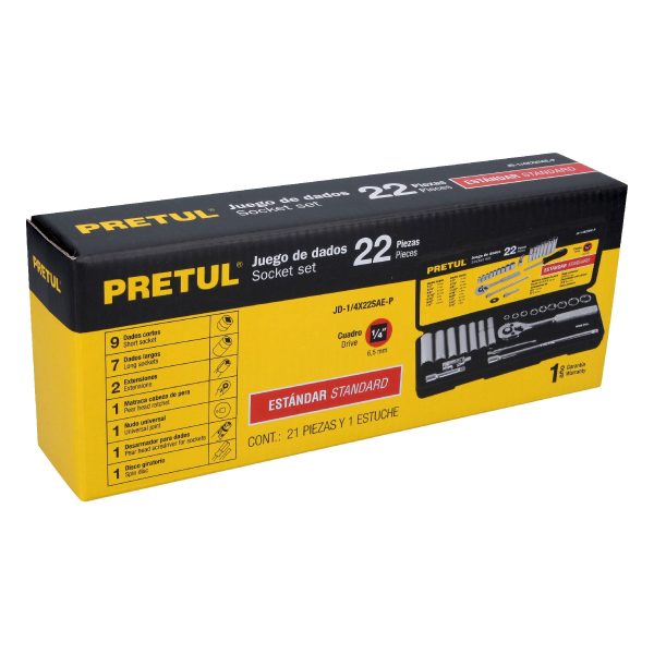 Juego copas 1/4" 3/16"  1/2"*22pzs PRETUL 23981 - Imagen 2