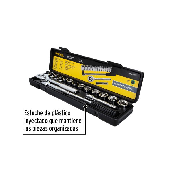 Juego copas mx mm/pulg 1/2" 16pz PRETUL 21174 - Imagen 2