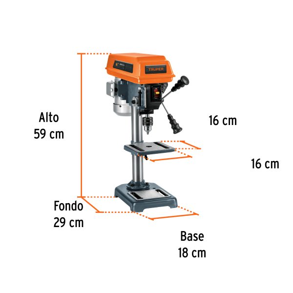 Taladro de banco 8" 250w 1/3hp mandril 1/2" TRUPER 16174 - Imagen 3