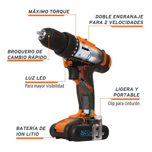 Taladro 1/2" inhalambrico 20V prof TRUPER 18154 - Imagen 2