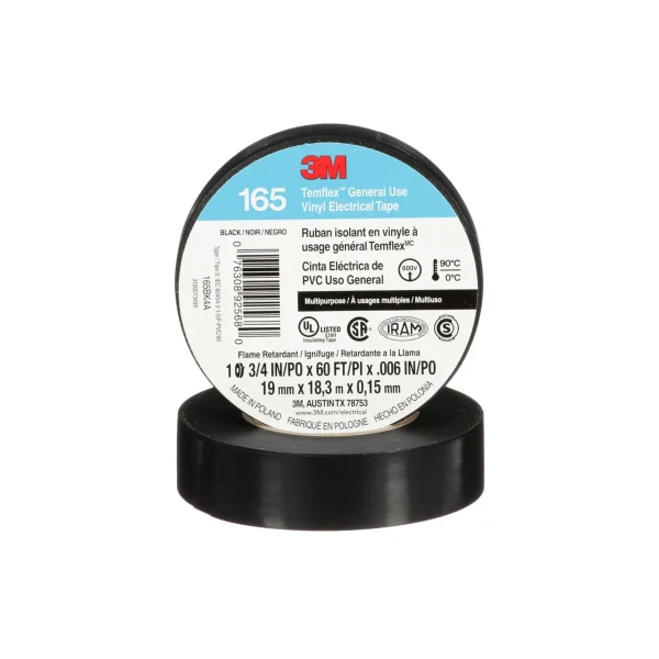 Cinta aislante 3M Temflex 165 negra 19 mm x 18,3 m
