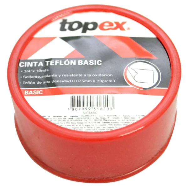 Cinta teflón TOPEX 3/4 x 10 m blanco rojo
