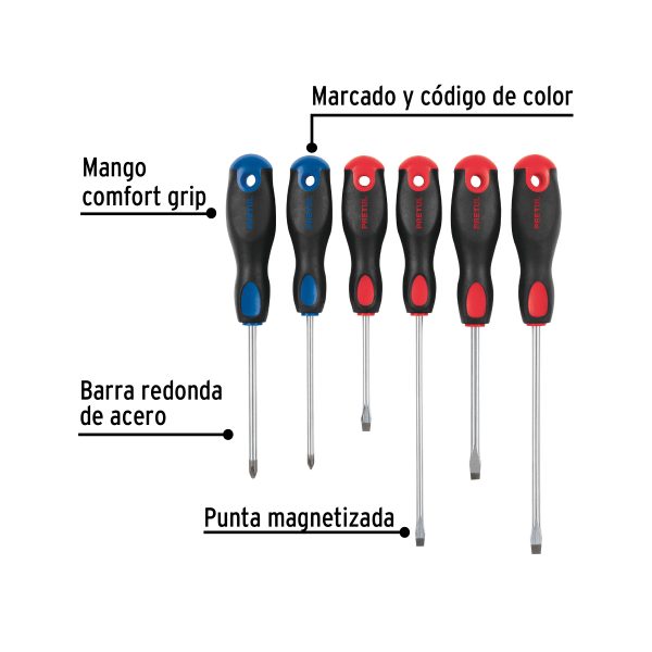 Juego destornillador 6pz m.conf PRETUL 20220 - Imagen 3