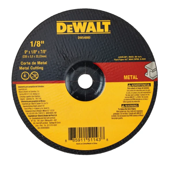 Disco corte Dewalt DW54860 de 9 pulgadas para metal