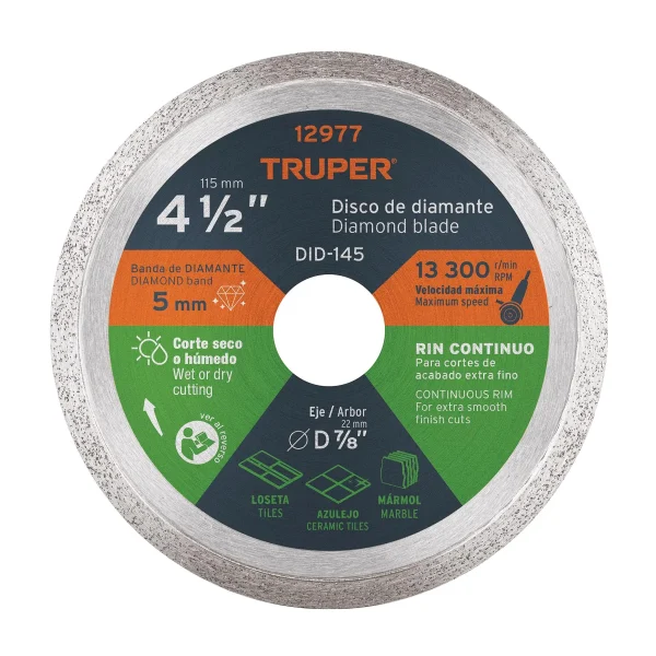 Disco diamante TRUPER 12977 DID-145 rin continuo 4-1/2 pulgadas
