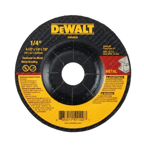 Disco pulir DEWALT DW54830 4-1/2 x 1/4 para metal
