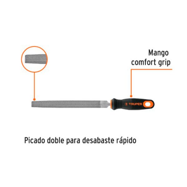 Lima 8" mediacaña bastarda mango confort Truper 15318 - Imagen 2